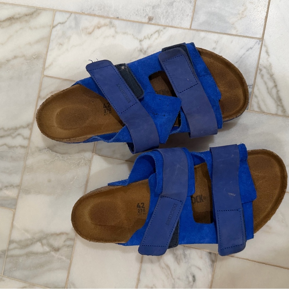 Birkenstock Royal Blue Suede Double-Strap Slide